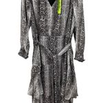 Sam Edelman NWT  Snakeskin Tiered Ruffle Long Sleeve Midi Dress Grey Plus Size 1X Photo 2