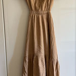 Vestique Elegant Tan Puff Sleeve Dress Photo 0