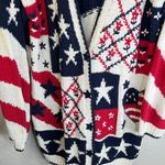 Vintage Stitches in Time Thick American Flag Cardigan Sweater Size L Photo 1