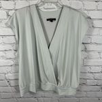 Banana Republic Factory Top Crepe Fabric Faux Wrap Banded Hem Gray Grey XL Photo 0