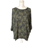 Clara Sun Woo Tunic Size Large 3/4 Sleeves Green Abstract Artsy Business Casual Photo 8
