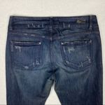 Paige Swall Dark Wash Distress Denim Peg Leg Jean Photo 7