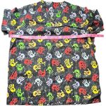 Colorful Handprint Healthcare Worker Scrub Top Shirt Black Size M Photo 3