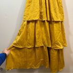 Lulus  Peak Party Vibe Satin Tiered Tie-Back Midi Dress NWT Gold XS Photo 4
