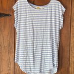 C&C California C & C California Linen Short Sleeved Pale Blue White Stripe Scoop Neck T Shirt L Photo 0