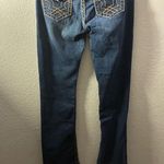 L.A. Idol Bootcut Rhinestones Accent Contrast Stitches Dark Wash Flap Pockets 7 Blue Size undefined Photo 6