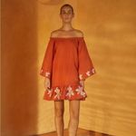 JUAN DE DIOS‎ Mexico Lindo Linen Mini Dress Embroidered SIZE XS Terracotta Orange Photo 2