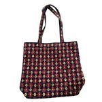 Vera Bradley Womens Tote Bag Navy Orange Geometric Quilted Snap Dual Handle Photo 2