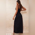 Pretty Little Thing  Women’s Black Long High Front Slit Straight Neck Dress Size 12 Photo 3