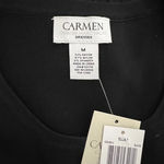 Carmen Marc Valvo NEW Ella Ribbed Stretch Knit Ruffle Flare Mini Black Dress M Photo 2