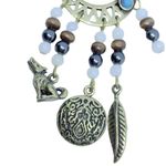 Bohemian Drop Dangle Hematite Wooden Beads Turquoise Goldtone Boho Earrings Photo 4