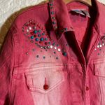 Diane Gilman DH2 by  Embellished Pink Denim Jacket womens size 1X‎ studded Photo 1