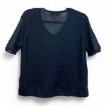 Juicy Couture Rare Navy Blue Mohair Wool Blend Short Sleeve Fuzzy Sweater XS Photo 1