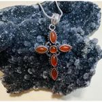 925 Sterling Silver Orange Carnelian Necklace Handmade Gemstone Womens Jewelry Photo 4