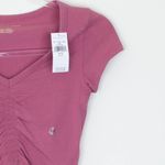 American Eagle NWT Womens Cinch Front V Neck Crop Shirt Size XS Short Sleeve Photo 2