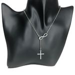 Silver Infinity and Cross Y Necklace Photo 1