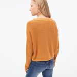 Aeropostale Waffle Knit V-neck Sweater Mecca Gold Medium Long Sleeve Photo 3