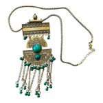 Like NEW Boho Oriental inspired jewelry piece faux jade festive necklace Gold Photo 3