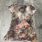 Maurice's Floral Flower Design Semi Sheer Shirt Womens garden small indie sleaze Photo 2