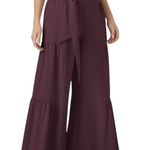 Halara NWT Breezeful High Waist Shirred Tie Wide Leg Tiered Crimson Pants Large Photo 1