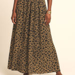 Anthropologie Smocked High Waist Wide Leg Palazzo Pants Animal Print Size 8 Black Photo 0