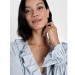 NWT LULUS Charming Style Light Blue Floral Satin Ruffle Long Sleeve Top Size L Size L Photo 2