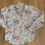 Floral Print Yellow Black Gray cotton Striped Shirt Size Medium Photo 8