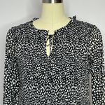 Rose + Olive Boho Peasant Tie Top Blk/White L Photo 3