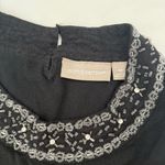 Croft & Barrow  Black Silver Beaded Sweater Long Sleeve Faux Pearl Winter Fall M Photo 2