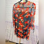 EXPRESS  high neck mini shift floral tie sleeve dress size Large Photo 5