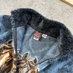 Mazmania Women’s Vtg Horse Print Equestrian Fleece Jacket Full Zip High Neck XL Blue Photo 8