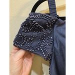 La Femme New Navy Beaded Off the Shoulder Sweetheart Ruched Satin Mermaid Gown Photo 5