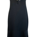 Aidan Mattox Satin Cut Out High Low Sleeveless Midi Cocktail Dress Black Size 16 Photo 0