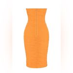 House Of CB JULIANNA TANGERINE STRAPLESS RUCHED MIDI DRESS, Size Small, $239 Photo 13