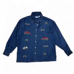 Company One Denim Shirt With Embroidered Cardinals, Holly, & Chickadees Size 1X Blue Photo 12