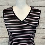 Zinc ZN Sleeveless Top Crossover Front w Side Tie Striped Black/Pink-Medium Photo 1