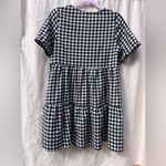 Elegant Black and White Checkered Midi Dress Photo 6