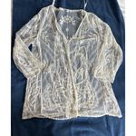 Nina Leonard  Open Cardigan Jacket Cream Floral Lace Kimono Size Large Photo 1