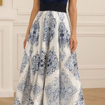 Camille La Vie Floral Halter Maxi Gown in Blue Photo 0