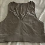 Garage Taupe Ribbed V-Neck Crop Top Photo 0
