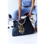 Free People FP Movement Blooming Buti Tote Bag in Black NWT Embroidered Bohemian Photo 1