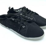 Womens Sneakers Low Top Crochet Sheer Lace Up Black Size 7 Photo 0