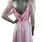 Vintage 1980s Pink Maxi Dress with Mesh and Embroidered Bodice Medium Photo 3