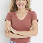 Maurice's 24/7 Bodysuit Women's Small Rose Pink Short Sleeve Snap Bottom Stretch Photo 0