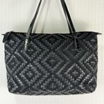 Eric Javits Kena Intricate Woven Resistant Tote Bag Black Leather Medium Western Photo 0