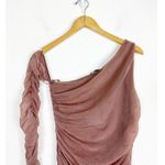 ZARA  Fitted Asymmetric Draped Organza Dress Medium One Sleeve Ruched Cocktail Photo 4