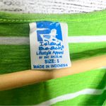 Vintage Green & White Striped Mini Sun Dress Beach Swim Cover Up Size Small Photo 4