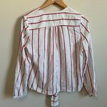 J.O.A. Red & White Stripe Tie Front Long Sleeve Top Women's Size Medium Photo 8