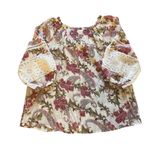 Unique spectrum  Floral Paisley Blouse Lace Sleeves Boho Womens XL Pink Cream Photo 1
