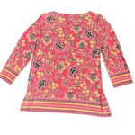 Ruby Rd . Women’s pink, yellow, white floral 3/4 sleeve top raised white dot Sz M Photo 1